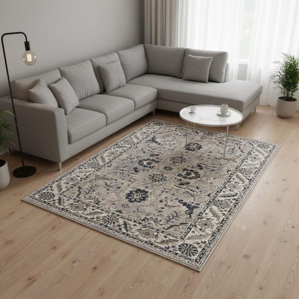 Beige  8 X 10 ft. Woven Medallion Rectangle Indoor Area Rug