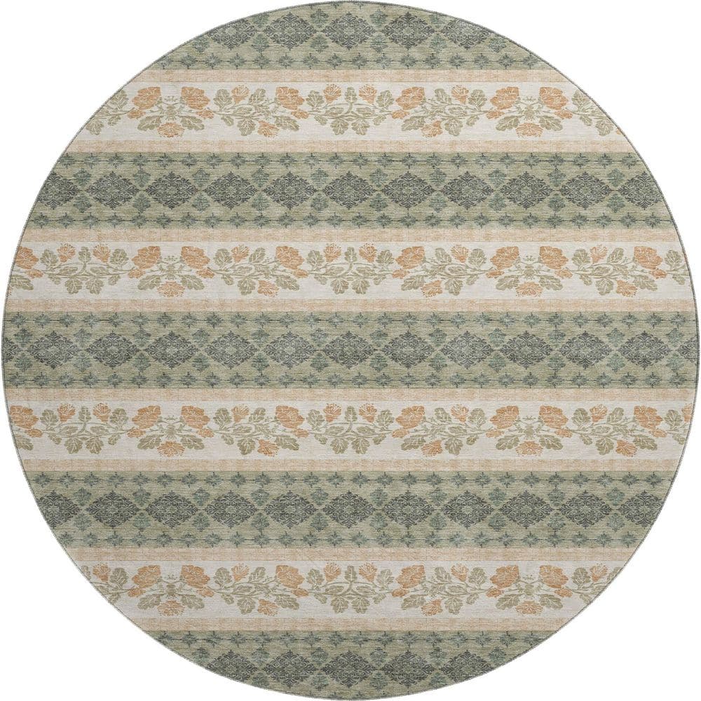 Mayfield Premium Machine Washable Abstract AMF2465 Sage 8 ft. x 8 ft. Round Rug price history on PriceWatchPro