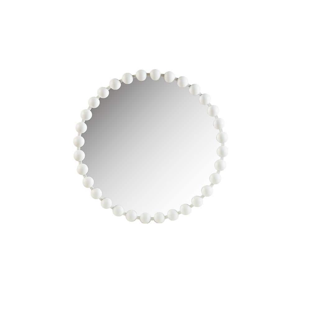 Beautiful Marlowe Antique White 27 in. W x 27 in. H Modern Glam Round Iron 