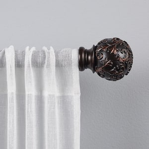 36 in. - 72 in.Adjustable Length 1 in. Dia Single Curtain Rod Kit in Matte Bronze with Vine Finial