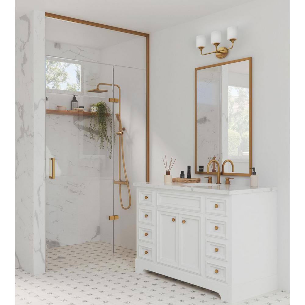 Lynzie Brushed Gold 3-Light Dimmable Bath Vanity Light