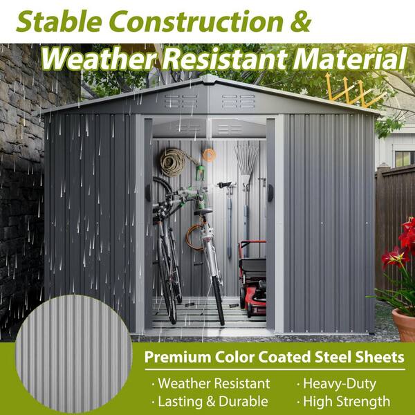 8 ft.W x 6 ft.D Outdoor Metal Shed, Tool House with Metal
