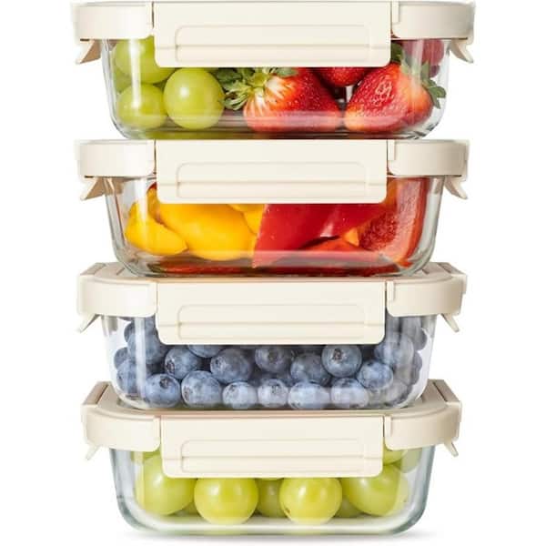 Exclusive Glass Food Storage Container with Lids, BPA-Free, Pantry Organizers and Storage, Freezer to Oven Safe (4-Pack)