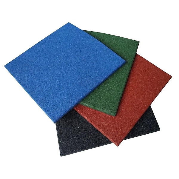 Rubber-Cal "Eco-Sport" Interlocking Tiles, Blue 3/4 in. x 19.5 in. x 19.5 in. (132 sq.ft, 50 Pack)