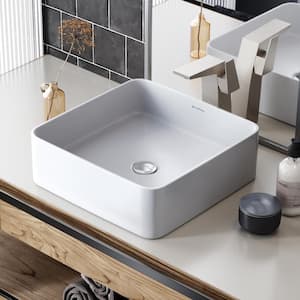 Concorde Square Ceramic Vessel Sink in White