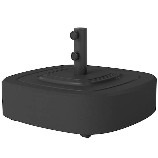 110 lbs. Sand / 86 lbs. Water Black HDPE Heavy Duty Wheeled Fillable Outdoor Umbrella Base with Brakes