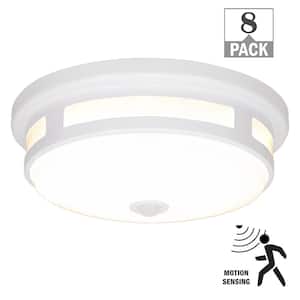 11 in. White Motion Sensing Indoor Outdoor LED Flush Mount Ceiling Light Color Selectable (8-Pack)
