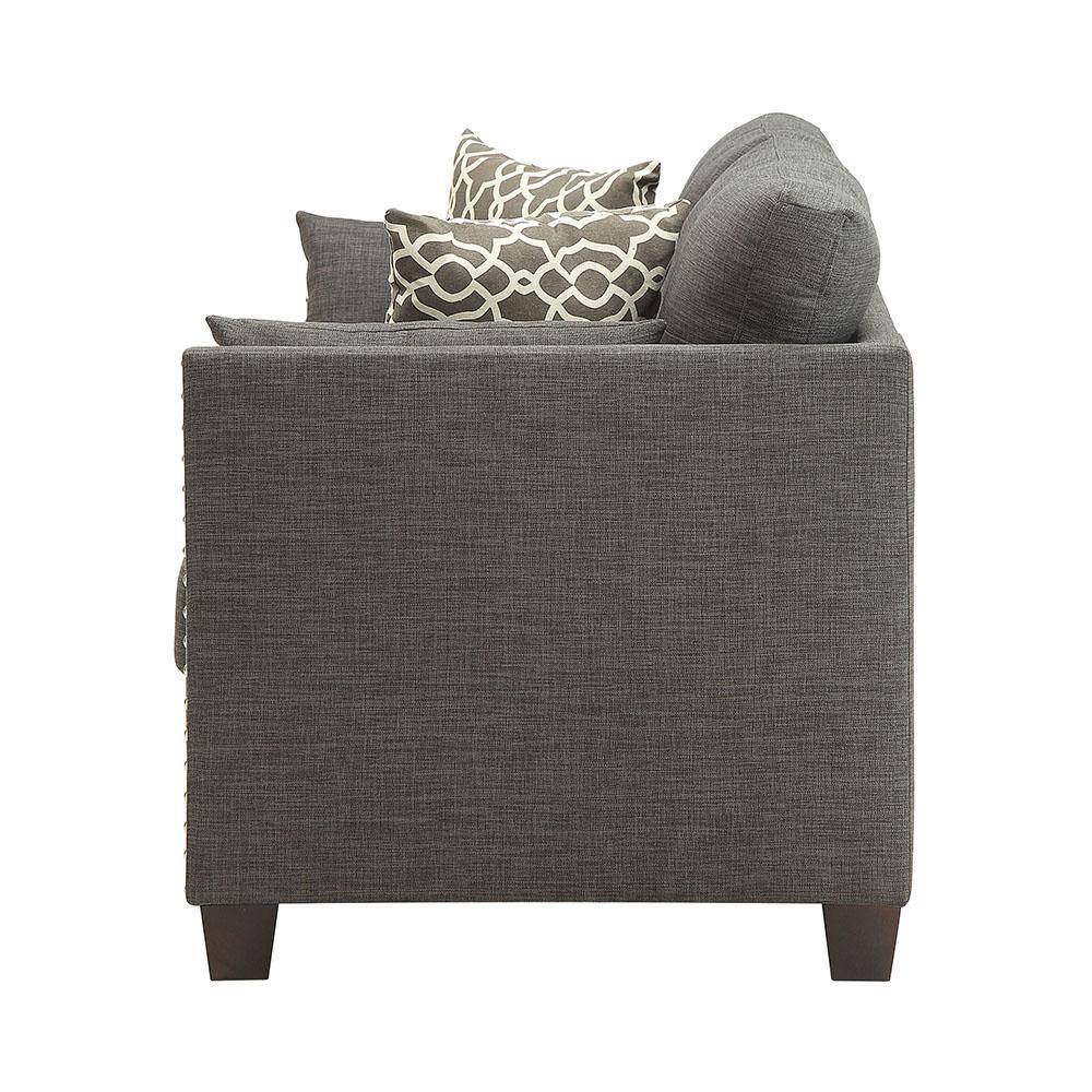 Laurissa 58" Gray Linen Tufted Loveseat with Nailhead Trim