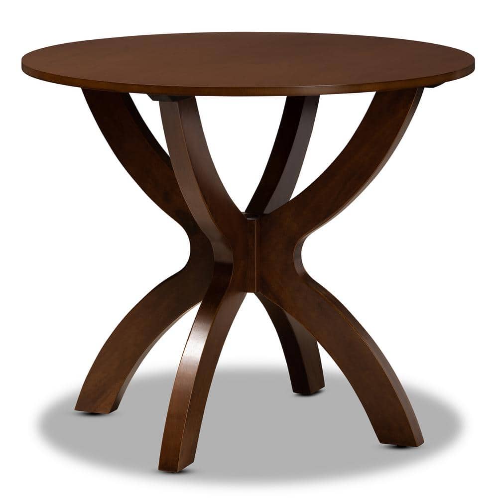 Walnut Brown and Grey Fabric 5-Piece Dining Set