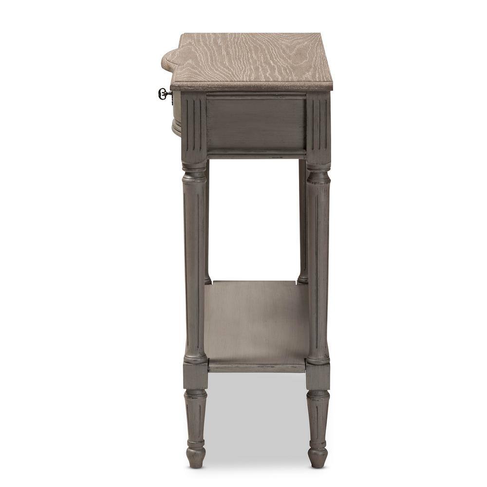 Noelle French Provincial Gray and White 3-Drawer Bayur Wood Console Table