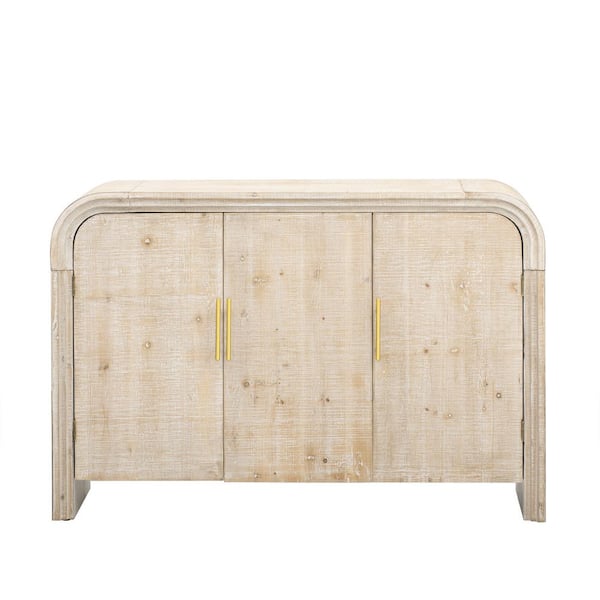 COWLOWN 47.2 in. W x 15.7 in. D x 32.7 in. H Wood Wash Brown Linen Cabinet Sideboard with Gold Handles and Adjustable Dividers
