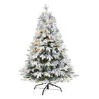 4 ft. Pre-Lit Flocked Vermont Mixed Pine Artificial Christmas Tree with 100 Clear LED Lights