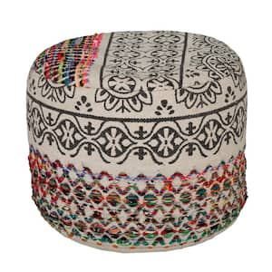 Amelia Multicolored Cotton Round Accent Ottoman