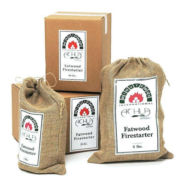 ACHLA DESIGNS 4 lbs. Natural Fatwood Fire Starting Fatwood Sticks in Printed Burlap Bag