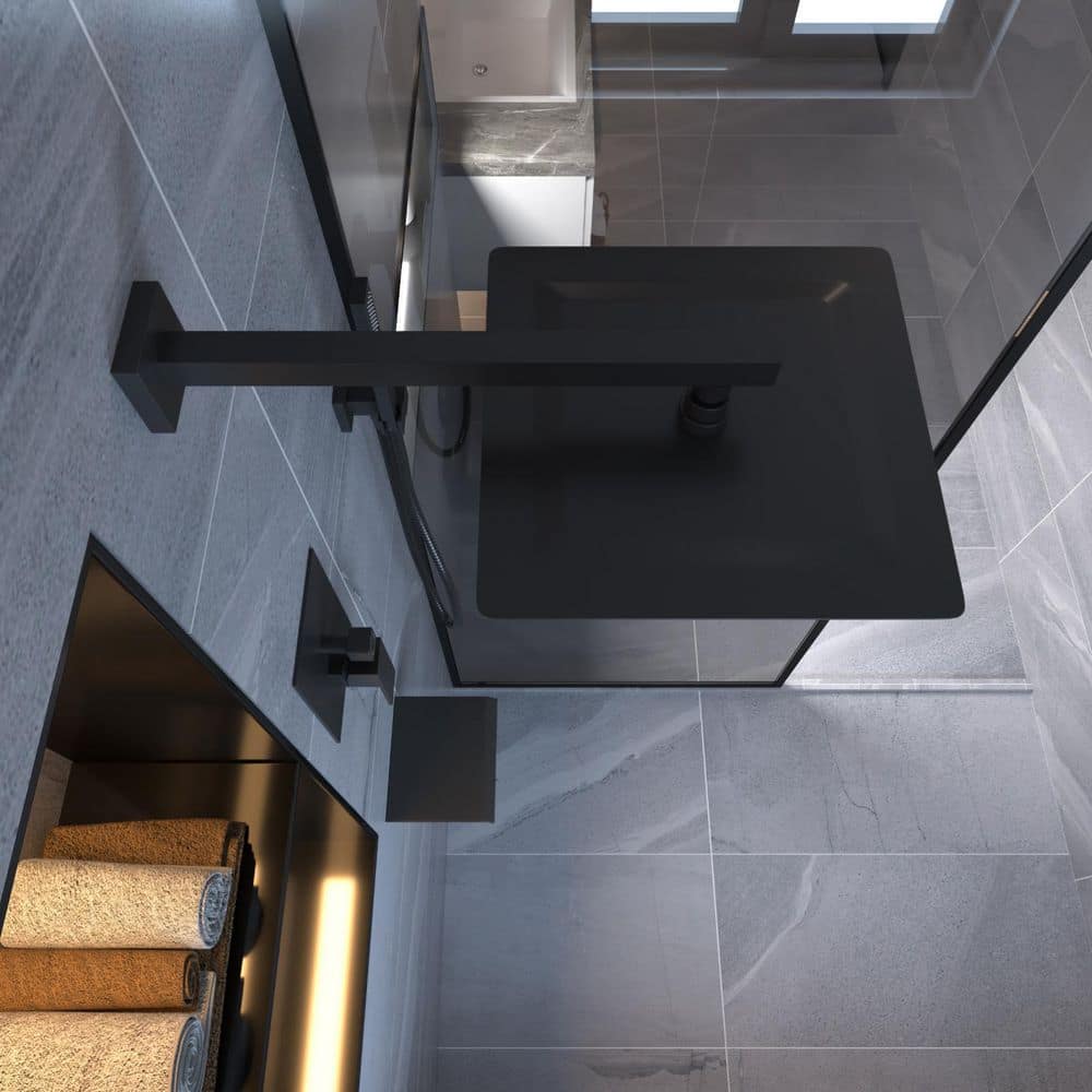 Matte Black 12-Inch Stainless Steel Rain Shower System with Handheld