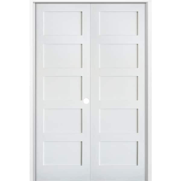 72 in. x 96 in. Craftsman Right-Handed Primed Wood MDF Solid Core Double Prehung Interior Door