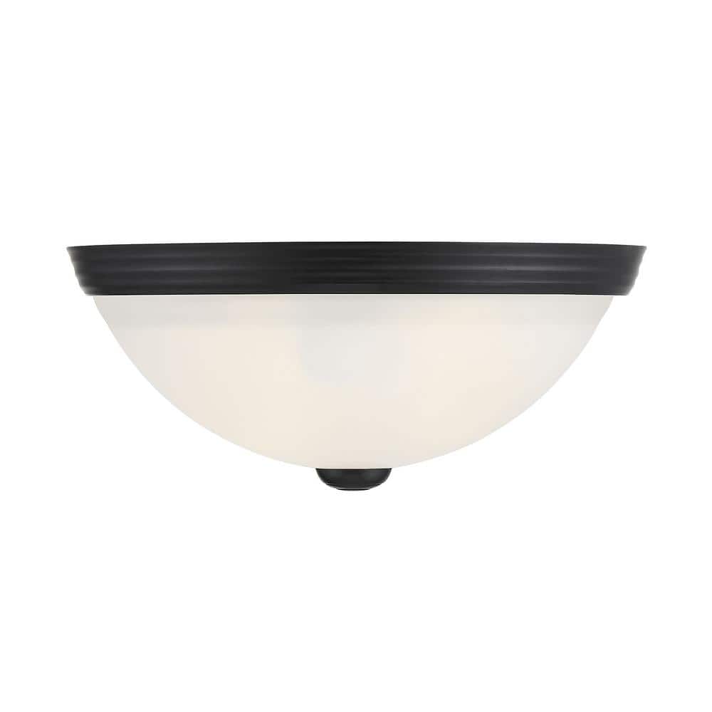 White Etched Glass and Nickel 2-Light Flush Mount Ceiling Fixture
