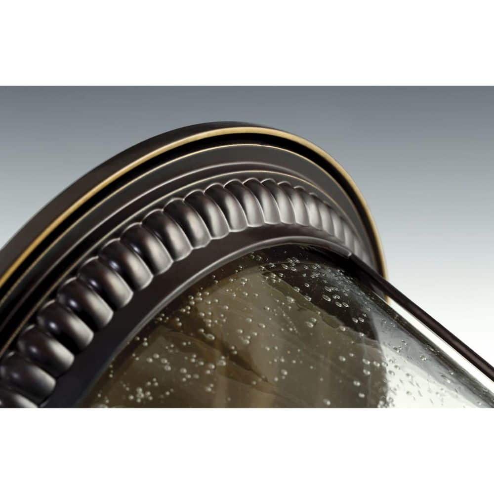 Antique Bronze Clear Seeded Glass Outdoor Post Lantern