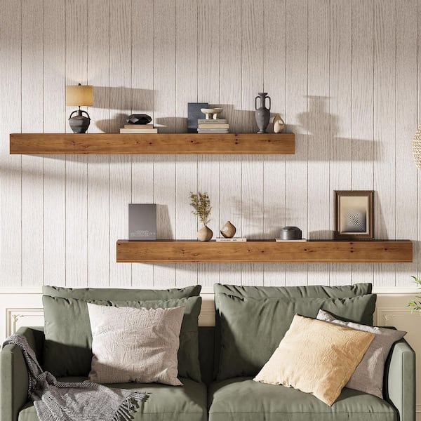 TRIBESIGNS WAY TO ORIGIN 74.8 in. W x 8.26 in. D Shelf Rustic