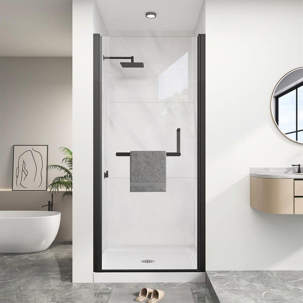 36-38 in. W x 72 in. H Pivot Frameless Shower Door in Matte Black with Clear Tempered Glass price history on PriceWatchPro
