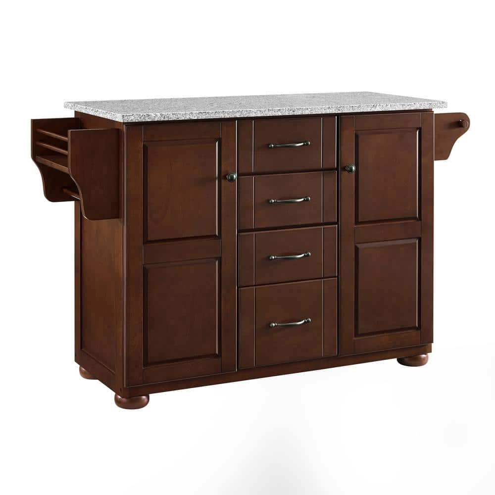 Mahogany Portable Kitchen Island with Granite Top Sturdy Casters – Kitchen  Furniture Company