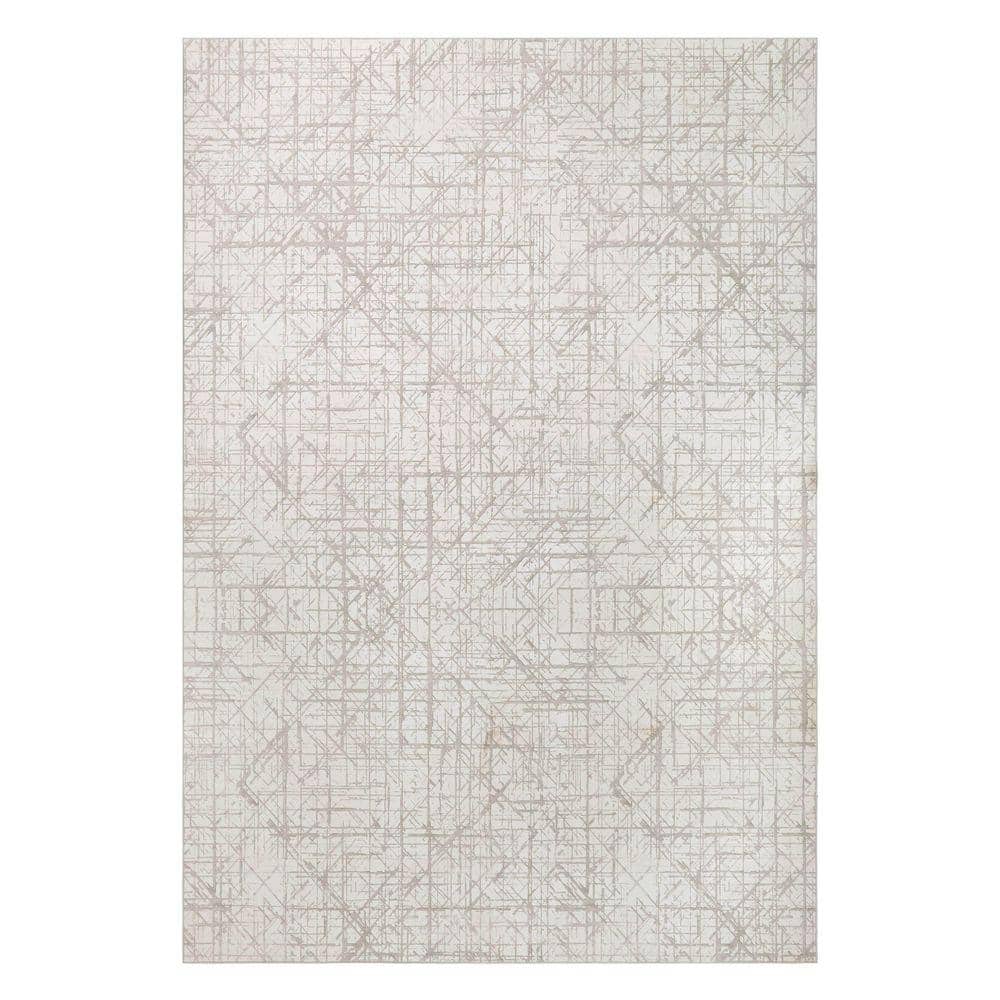 Wyatt & Ash Aria Ivory 9 ft. x 12 ft. Woven Abstract Polyester Area Rug ...