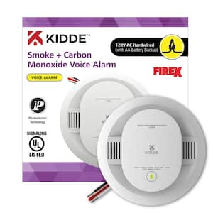 Hardwired Interconnectable Smoke and Carbon Monoxide Detector with AA Battery Backup and Voice Alerts