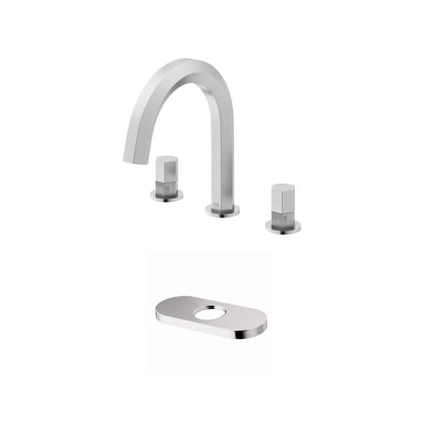 Hart 8 in. Widespread Double Handles Faucet and 5.5 in. Hole Cover Deck Plate Combo in Brushed Nickel (2-Piece)