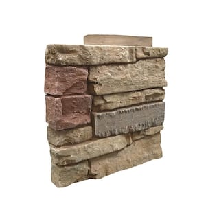 Stacked Stone Desert Sunrise 12 in. x 1.375 in. x 12 in. Faux Stone Siding Left Corner Panel