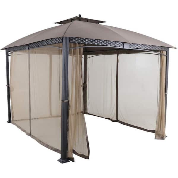 Hanover Aster Aluminum and Steel Gazebo with Mosquito Netting, Tan 