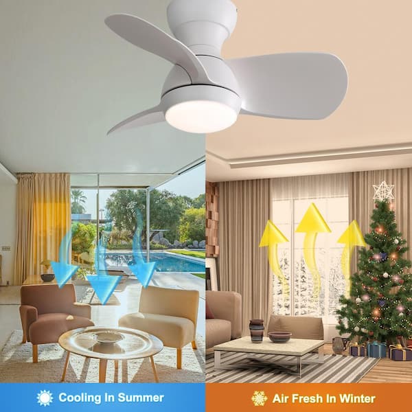 Jushua 23 in.Indoor White Ceiling Fan With 3-Color Dimmable 3 ABS