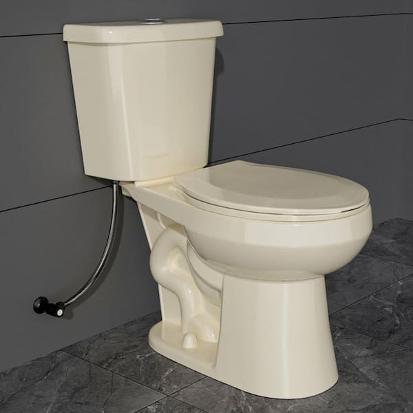 17 in. ADA Toilet 1.1/1.6 GPF Dual Flush 2-Piece Toilet Round Bowl in Bone Comfort Bowl Height Bathroom Toilet with Seat
