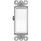 15 Amp Single Pole Decorator Paddle Rocker Light Switch with Wall Plates, White (3-Pack)