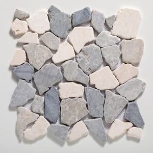 Fit Tile White/Sterling/Grey 11 in. x 11 in. x 9.5mm Indonesian Marble Mesh-Mounted Mosaic (9.28 sq. ft./case)