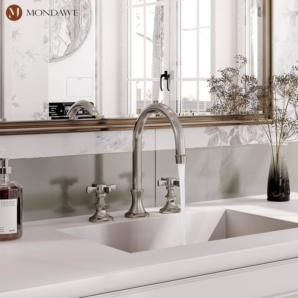 Brushed Nickel 8" Widespread 2-Handle Bathroom Faucet
