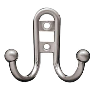 2-7/10 in. Satin Nickel Ball End Double Wall Hook