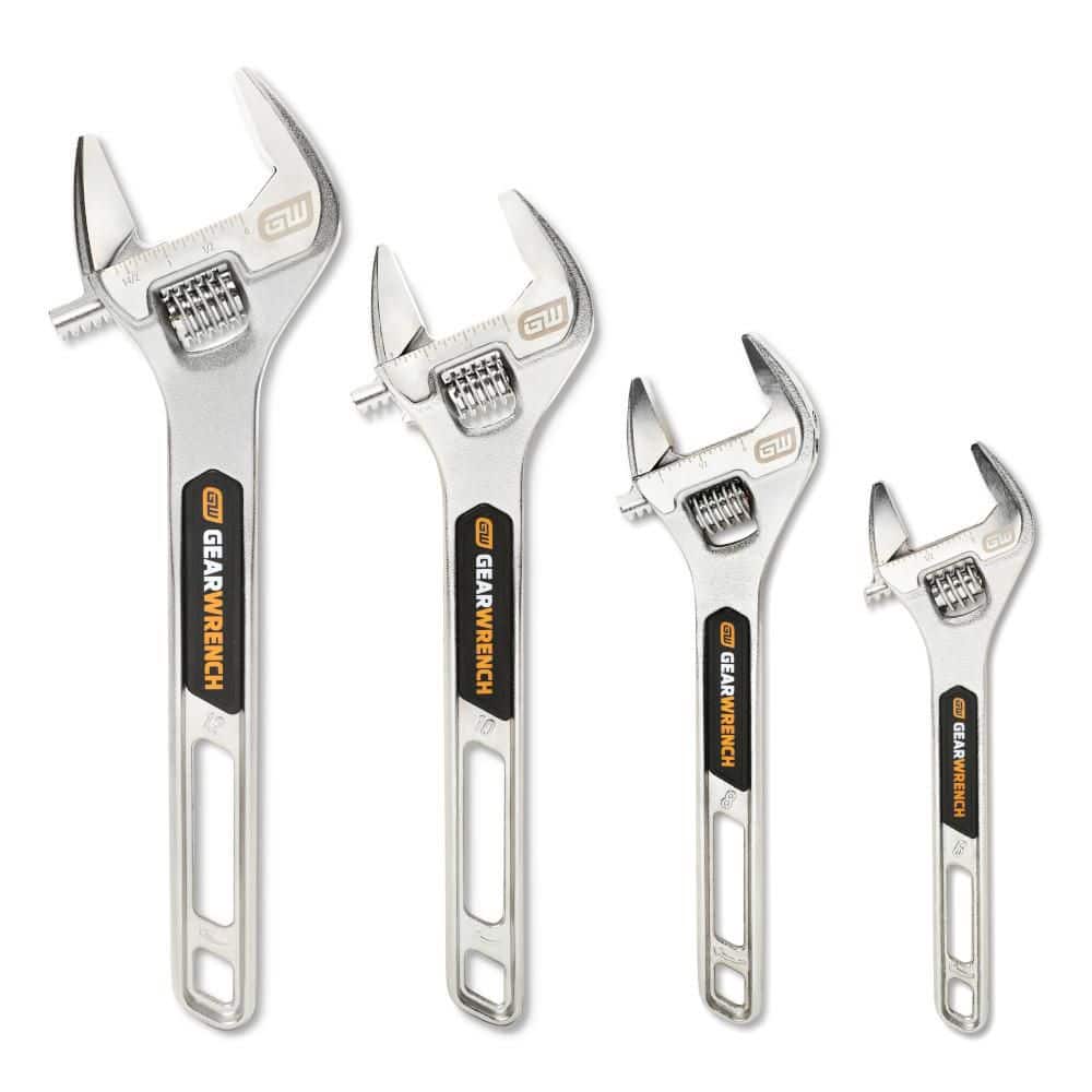 Chrome Adjustable Wrench Set (4-Piece)