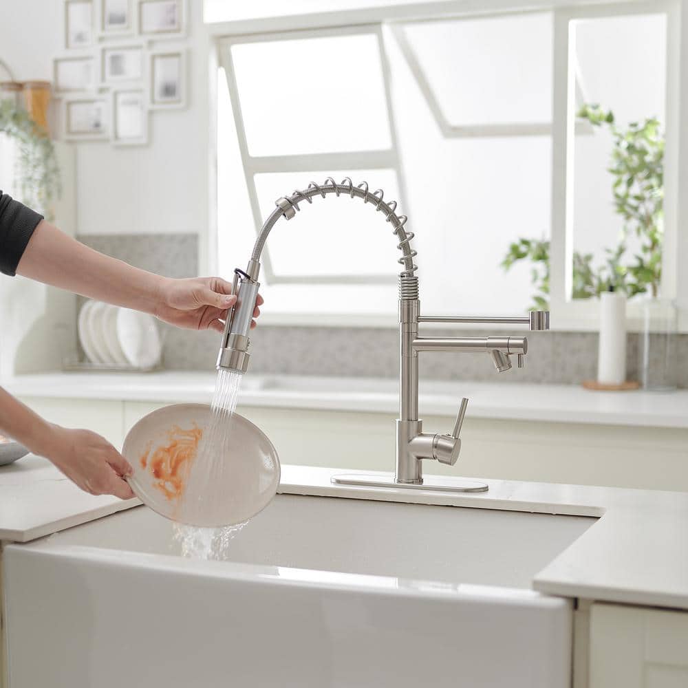 Brushed Nickel Single Handle Pull Down Kitchen Faucet