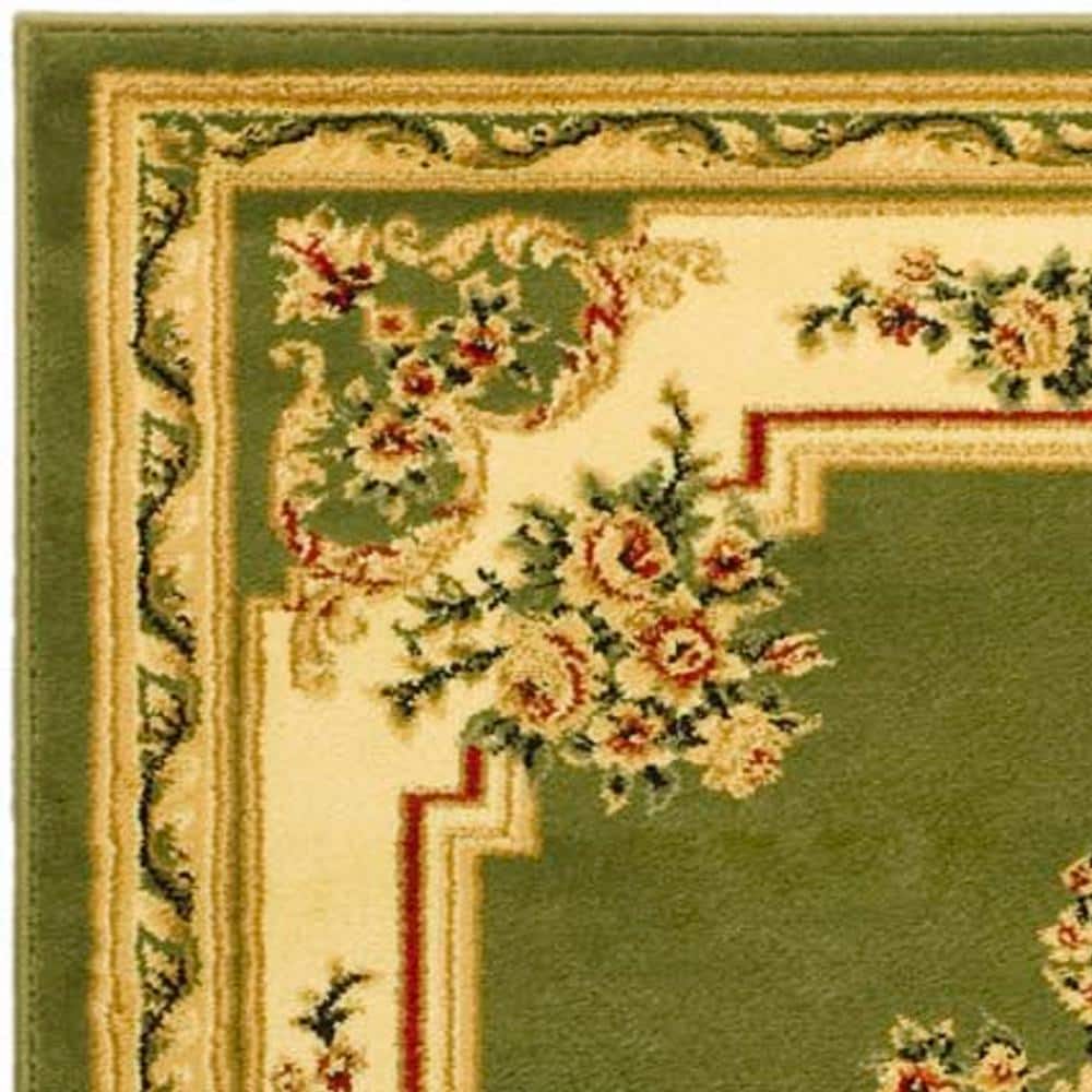 Safavid Style Sage and Ivory Rectangular Synthetic Area Rug