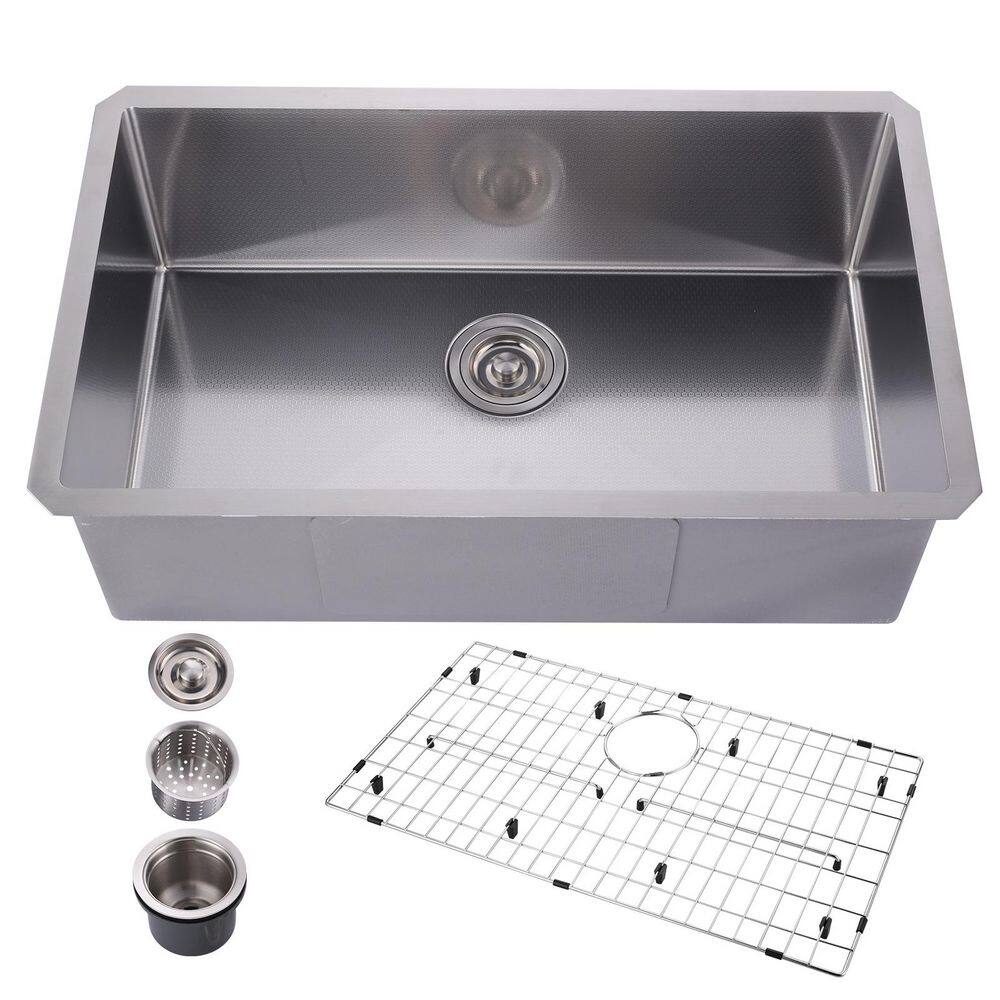 32 in. Drop-In Single Bowl 16 Gauge Honeycomb Nickel Stainless Steel Kitchen Sink with Bottom Grids and Drain Strainer price history on PriceWatchPro