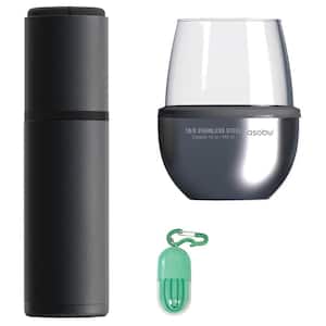 2-Pack Silver Wine Kuzie and Insulated Wine Bottle Carrier with Bonus Reusable Straw
