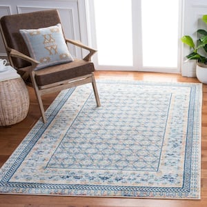 Brentwood Blue/Yellow 4 ft. x 6 ft. Multi-Border Geometric Area Rug