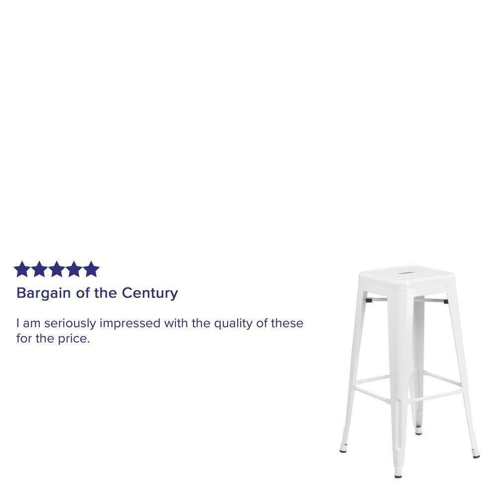 Modern Industrial 30" White Galvanized Steel Barstool