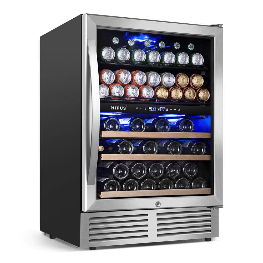 Nipus 24 Inch Dual Zone Stainless Steel Wine and Beverage Refrigerator