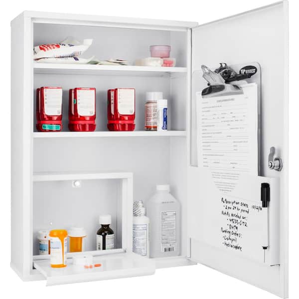 AdirMed Large Locking Medicine Cabinet Organizer, Safe for Medication,  First Aid Kit, Pill - Wall Surface Mounted