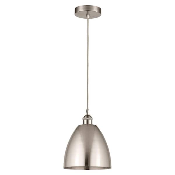 Innovations Edison Dome 100-Watt 1-Light Brushed Satin Nickel Standard Mini Pendant Light with Metal Shade