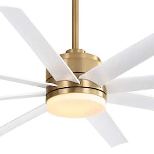 65 in. Indoor Integrated LED Matte White Ceiling Fan with Glass Light Kit and Remote Control Included