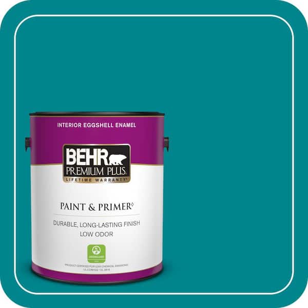 BEHR PREMIUM PLUS 1 gal. #500B-7 Tucson Teal Eggshell Enamel Low Odor Interior Paint & Primer