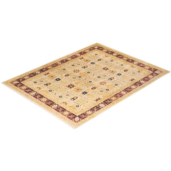 Mogul Traditional Ivory 8 ft. 2 in. x 10 ft. 7 in. Oriental Area Rug
