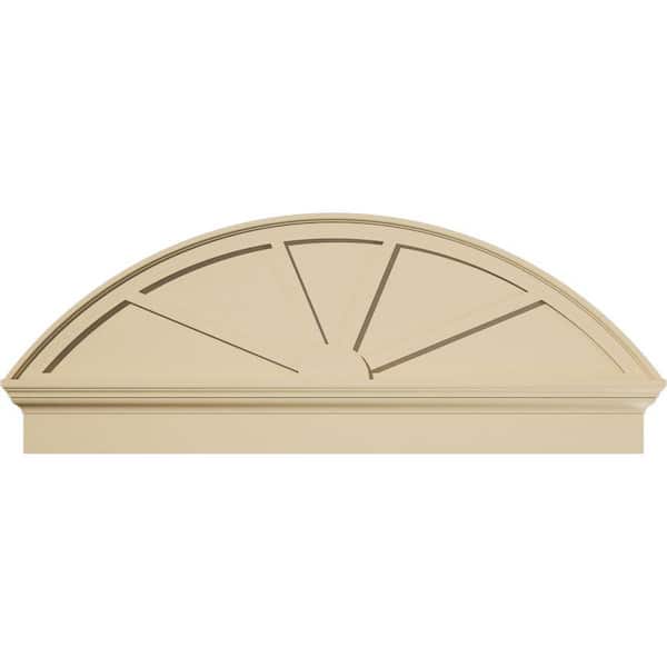 Ekena Millwork 50 in. W x 19-3/8 in. H x 2-3/4 in. P Segment Arch 4 Spoke Signature Urethane Combination Pediment, Primed Tan